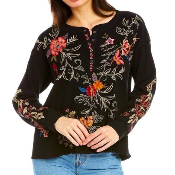 Johnny Was embroidered “Taline Thermal Henley”. New with tags. - Picture 4 of 6